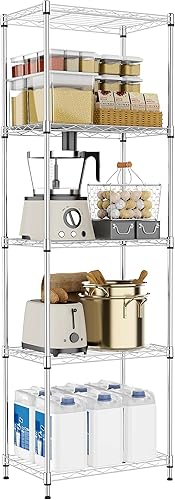 Miniatura 44 de Estantería de almacenamiento de 5 estantes, estantería de alambre de metal resistente, estantería de almacenamiento ajustable para garaje, despensa
