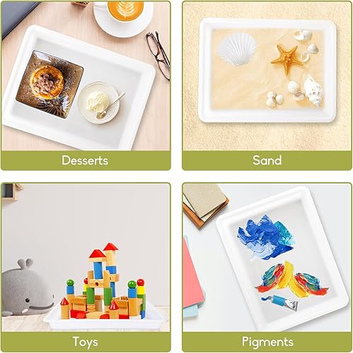 Miniatura 5 de Paquete de 10 bandejas de plástico para arte, bandeja para manualidades de actividades, bandeja organizadora, bandeja de servir para el hogar,