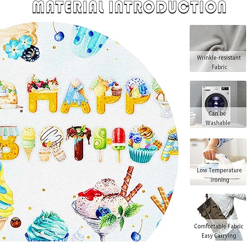Miniatura 6 de Telón de fondo de cumpleaños de helado de 7 x 5 pies para niños y niños, helado de verano, decoraciones de fiesta de feliz cumpleaños, pastel