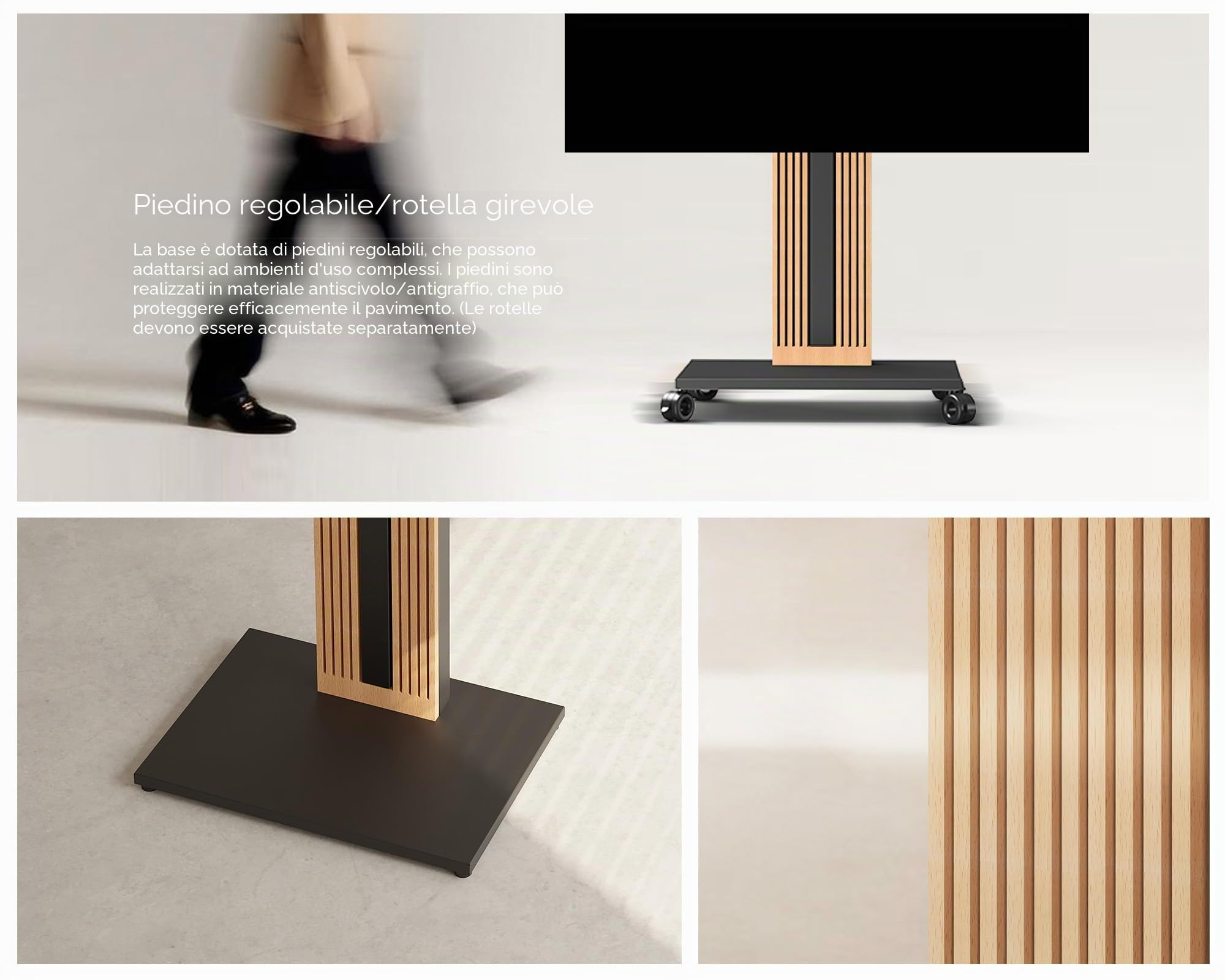 FITUEYES Supporto TV da Pavimento per 32" - 65" Regolazione Angolo ± 30° Porta TV da Terra Mobile Portata Massima 40 kg Massimo VESA 400 * 400mm Serie ZEN