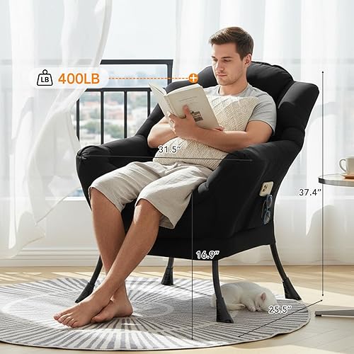 Miniatura 7 de Lazy Chair, moderna silla decorativa con reposabrazos y una almohada, juego de silla de sofá de ocio, silla de lectura para sala de estar,