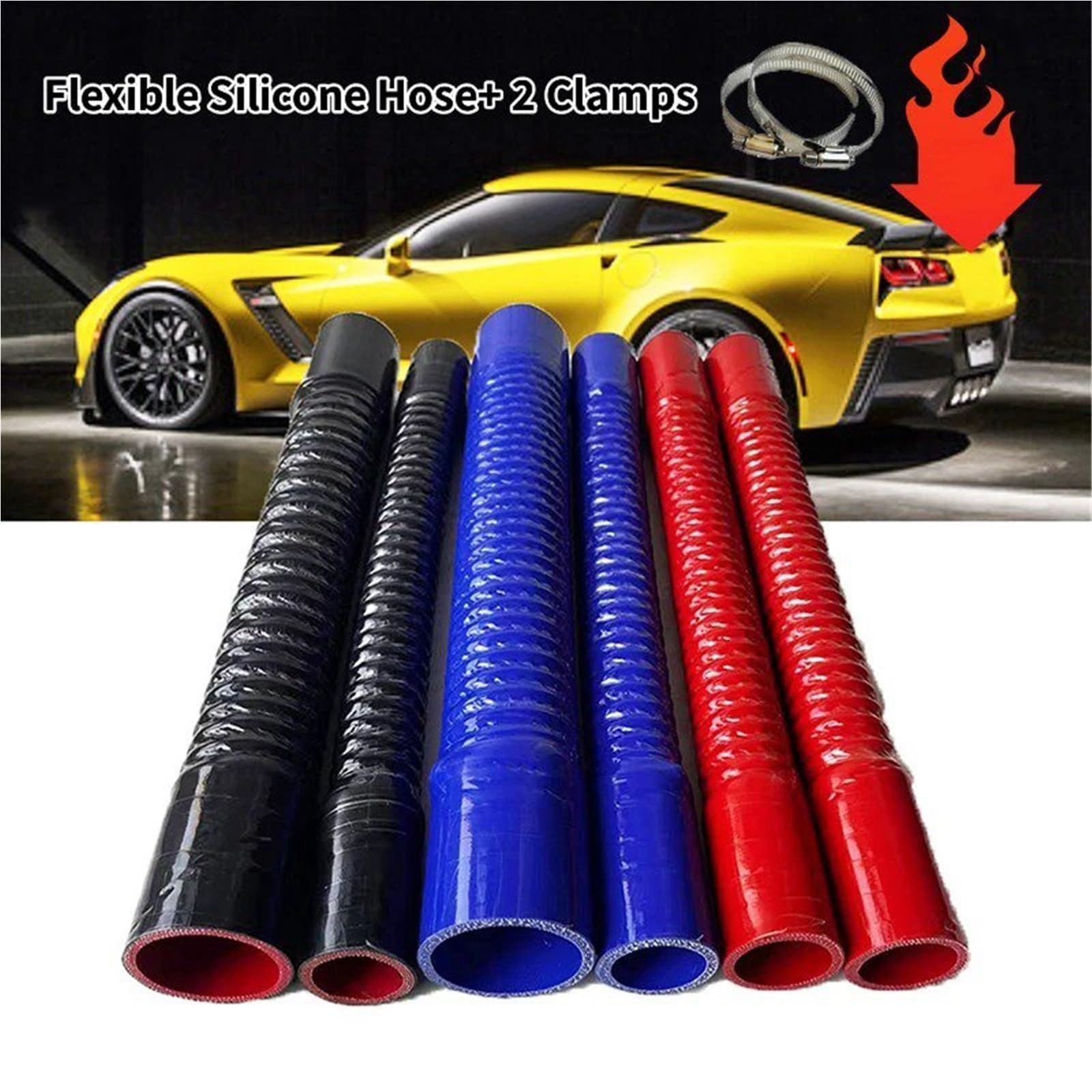 tubo turbo della presa d'aria Tubo Flessibile In Silicone Universale Auto Tubo Flessibile In Silicone Intercooler Aspirazione Dell'aria Radiatore In Contorto(Nero,400mm,ID50mm)