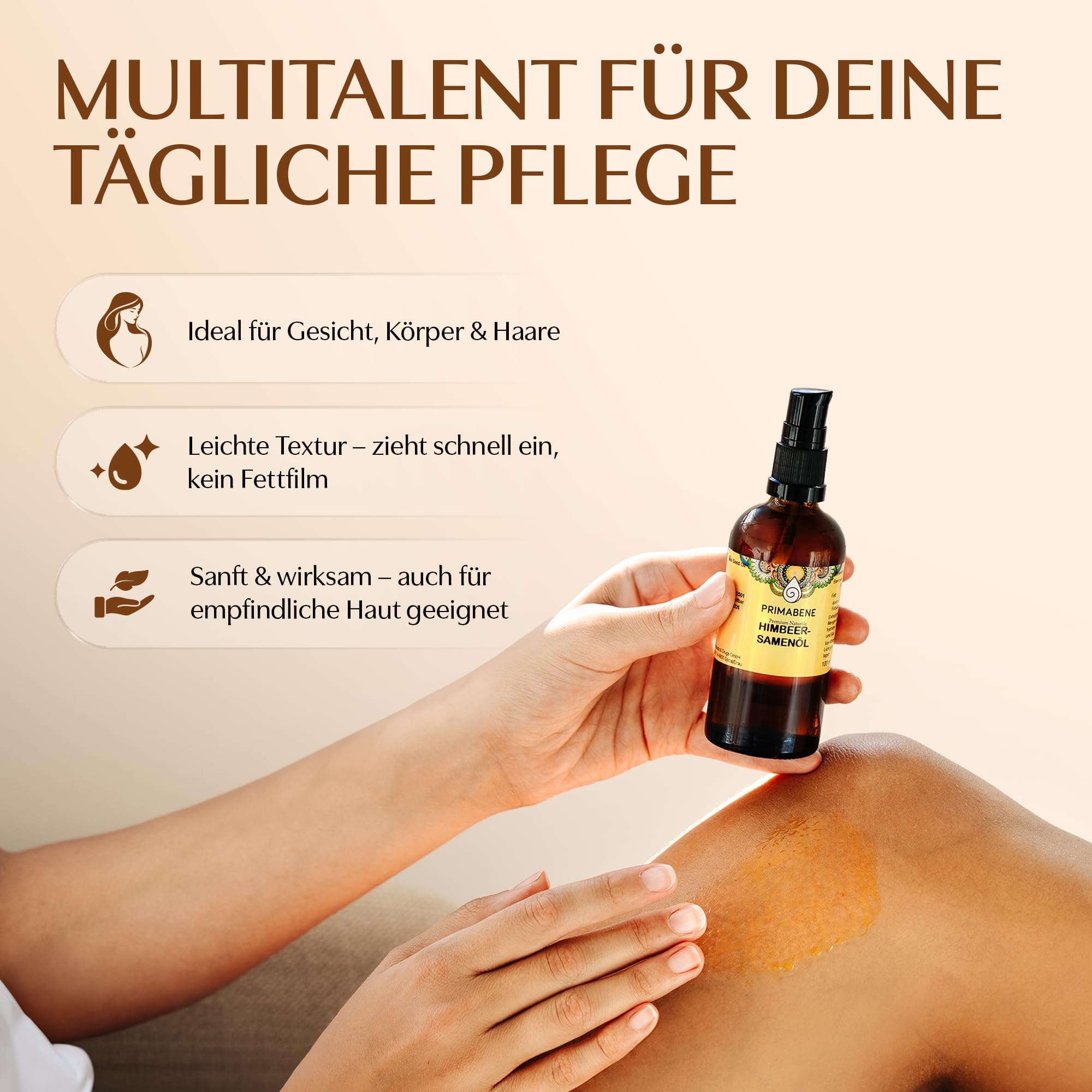 100% Himbeersamenöl - 100ml - rein & kaltgepresstes Himbeersamen Öl für Hautpflege, Haarpflege & Sonnenschutz - Himbeeröl reich an essentiellen Fettsäuren, Antioxidantien & Omega-3