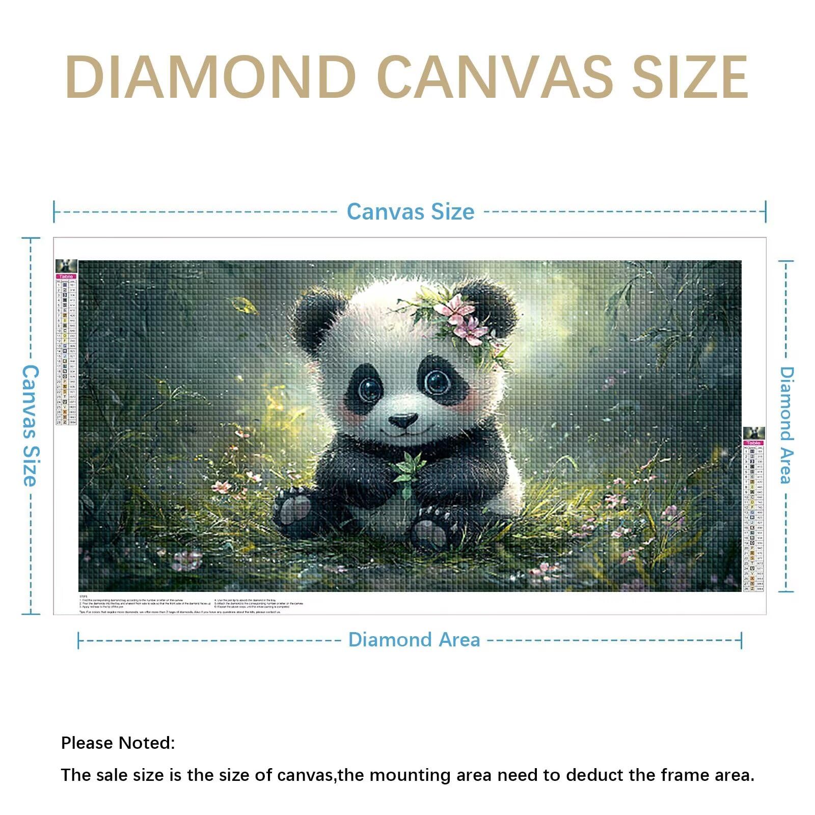 Diamond Painting Erwachsene Groß XXL 160x80cm, Panda Diamant Painting Bilder, 5D Tier Diamond Art Eckige Steine, DIY Crystal Art Stickerei Kreuzstich Bastelset für Deko Wohnzimmer Geschenke 0J-955