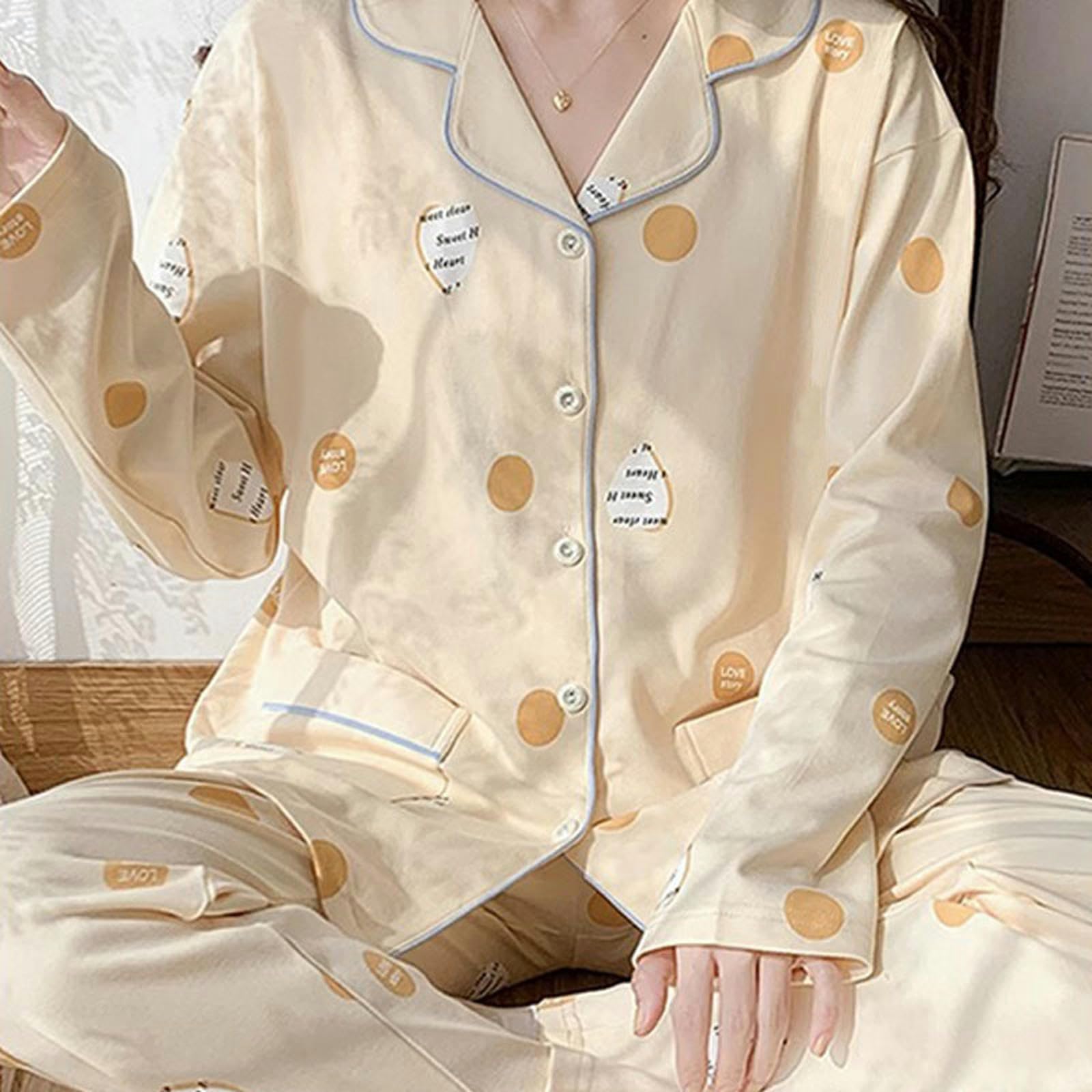 Pigiama Donna Cotone I Imitazione Primaverile E Autunno Imitazione in Cotone A Maniche Lunghe in Cotone per Studenti Abiti da Casa di Grandi Dimensioni-Orchidea Viola-l