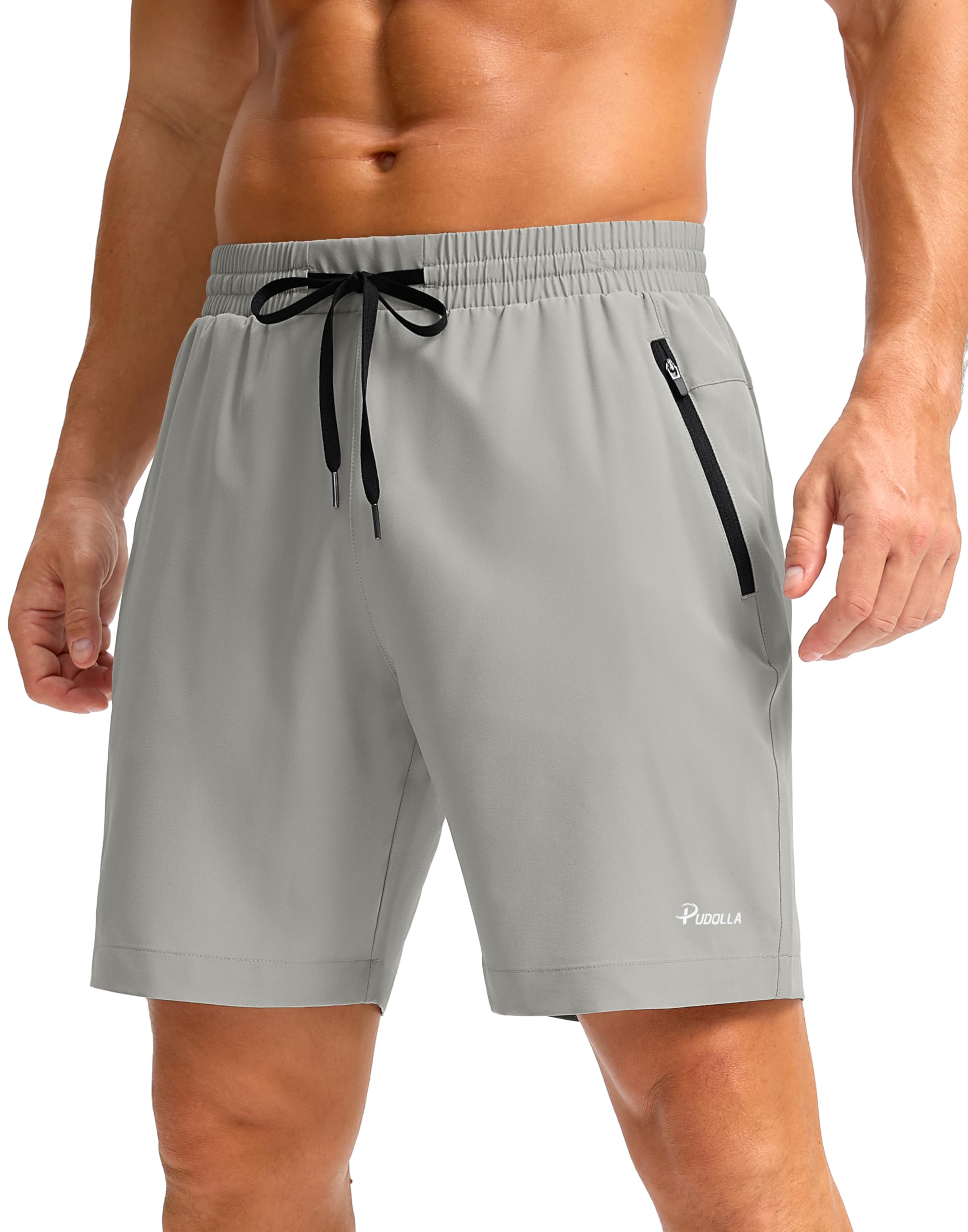 Pudolla Men's Running Gym Shorts with Zipper Pockets 5"/7"/ Lightweight Quick Dry Running Workout Athletic Short