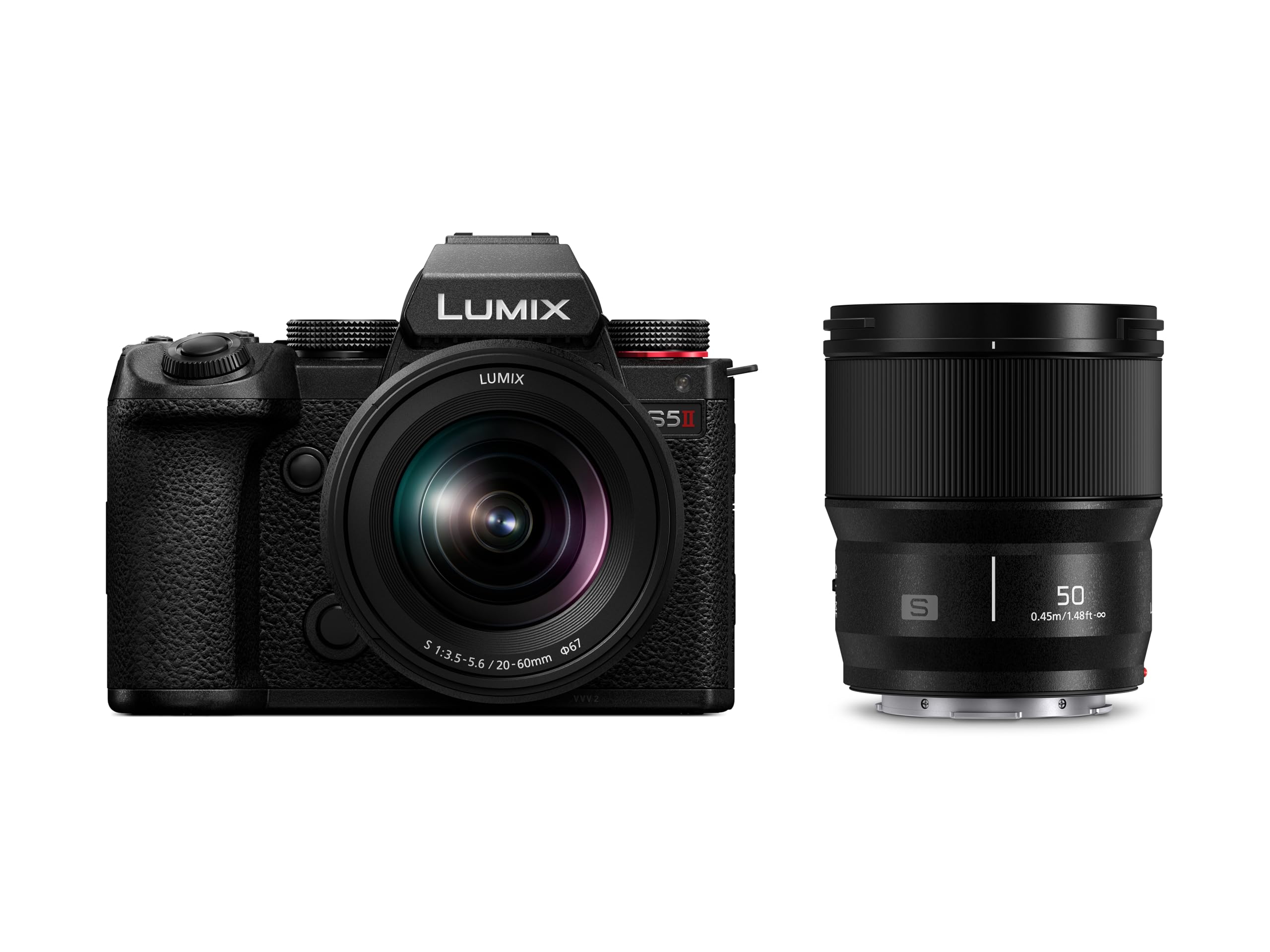 Panasonic LUMIX S5II Mirrorless Camera, 24.2MP Full Frame, Phase Hybrid AF, Active I.S. Technology, Unlimited Recording, 20-60mm F3.5-5.6 & 50mm F1.8