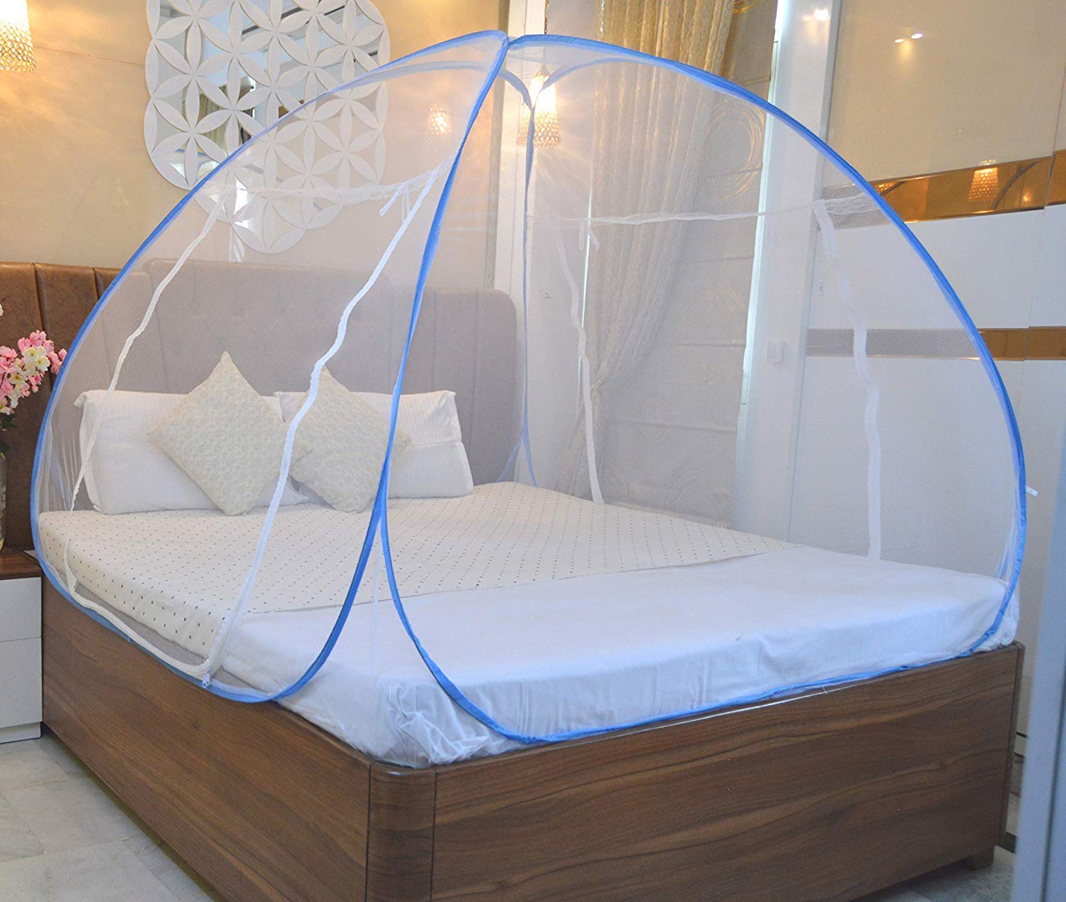Kuber Industries Mosquito Net Foldable King Size (Double Bed) with Free Saviours 6.5 x 6.5 Feet (Blue)-KUBMART03001 (B08FJWYKM3) Amazon Price History, Amazon Price Tracker