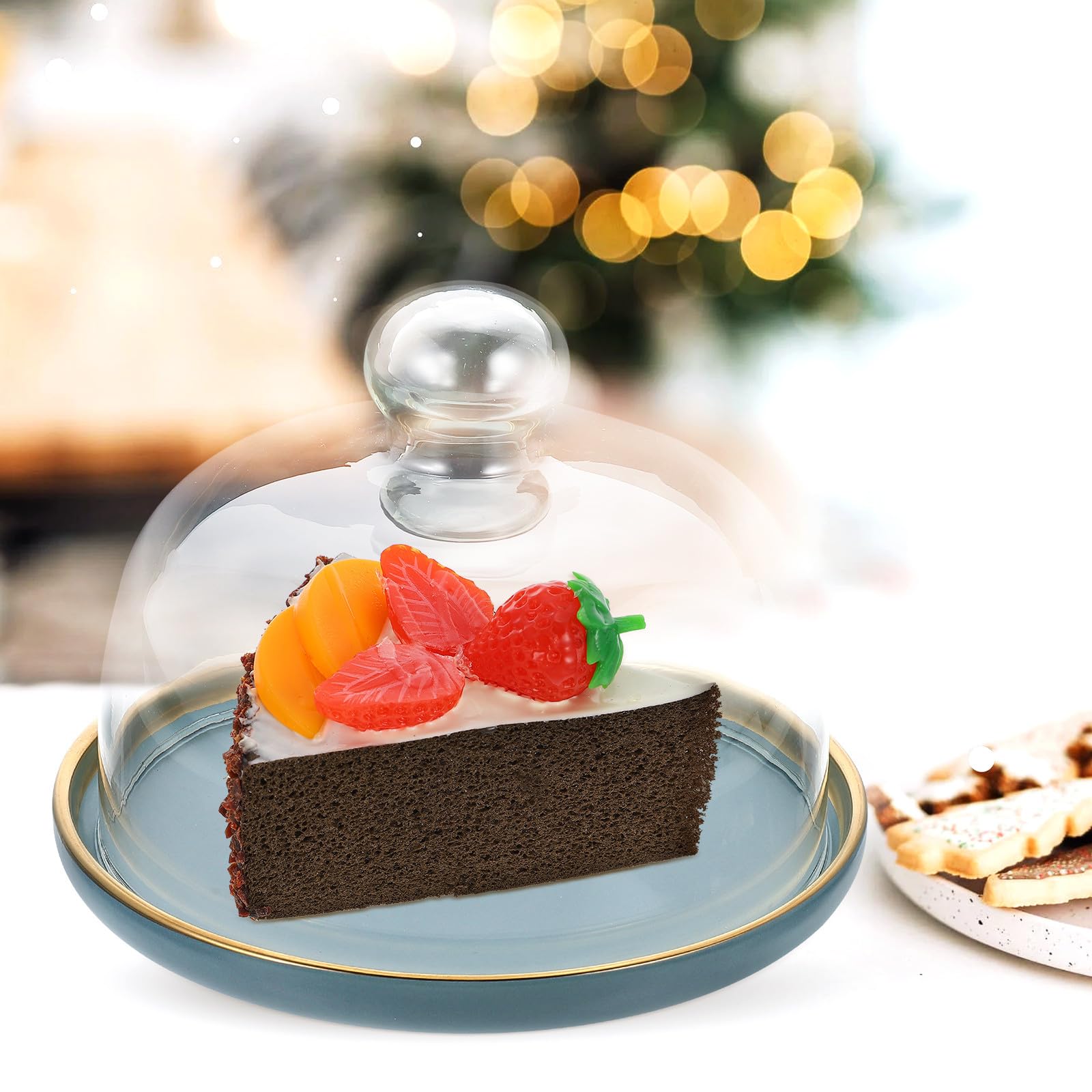GALPADA Glaskuppel Kuchenplatte mit Deckel Abdeckbare Dessertschale für Süßwaren und Snacks Praktisch für Familienfeiern und Picknicks