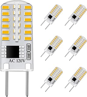 TAIYALOO G8 LED Bulb Dimmable 3W Equivalent to 20W-25W Halogen Bulb, T4 JCD Type Bi-Pin G8 Base, Natural White 4000K, AC 120V G8 Bulb for Under Cabinet Light, Under Counter Kitchen Lighting (6 Pack)