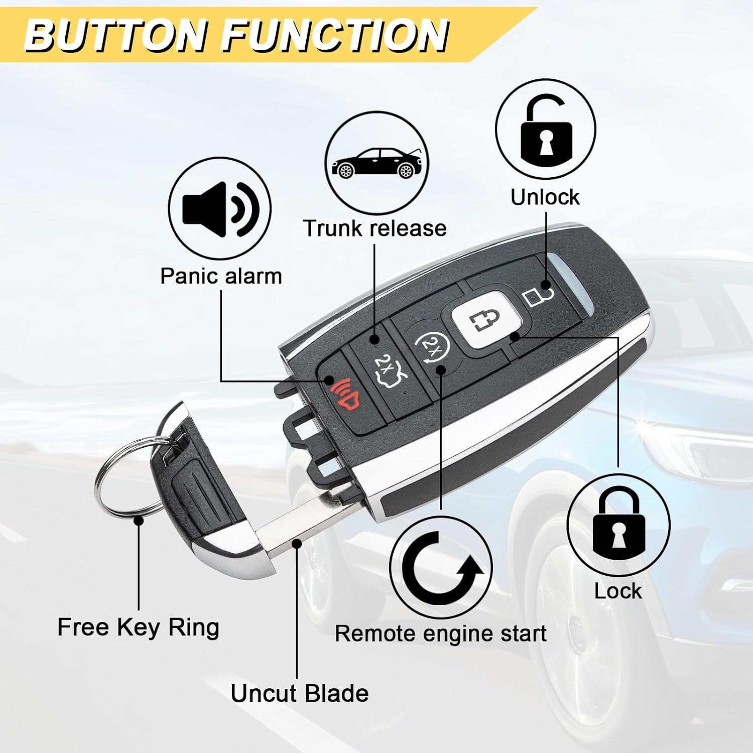 Vurkcy Key Fob Replacement for 2017-2020 Lincoln MKZ MKC MKX Continental Navigator Nautilus Car Keyless Entry Remote Control, M3N-A2C94078000 M3N-A2C940780, 5-Btn