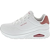 Skechers Uno, Sneaker Donna, White Durabuck Coral Suede Trim, 36.5 EU