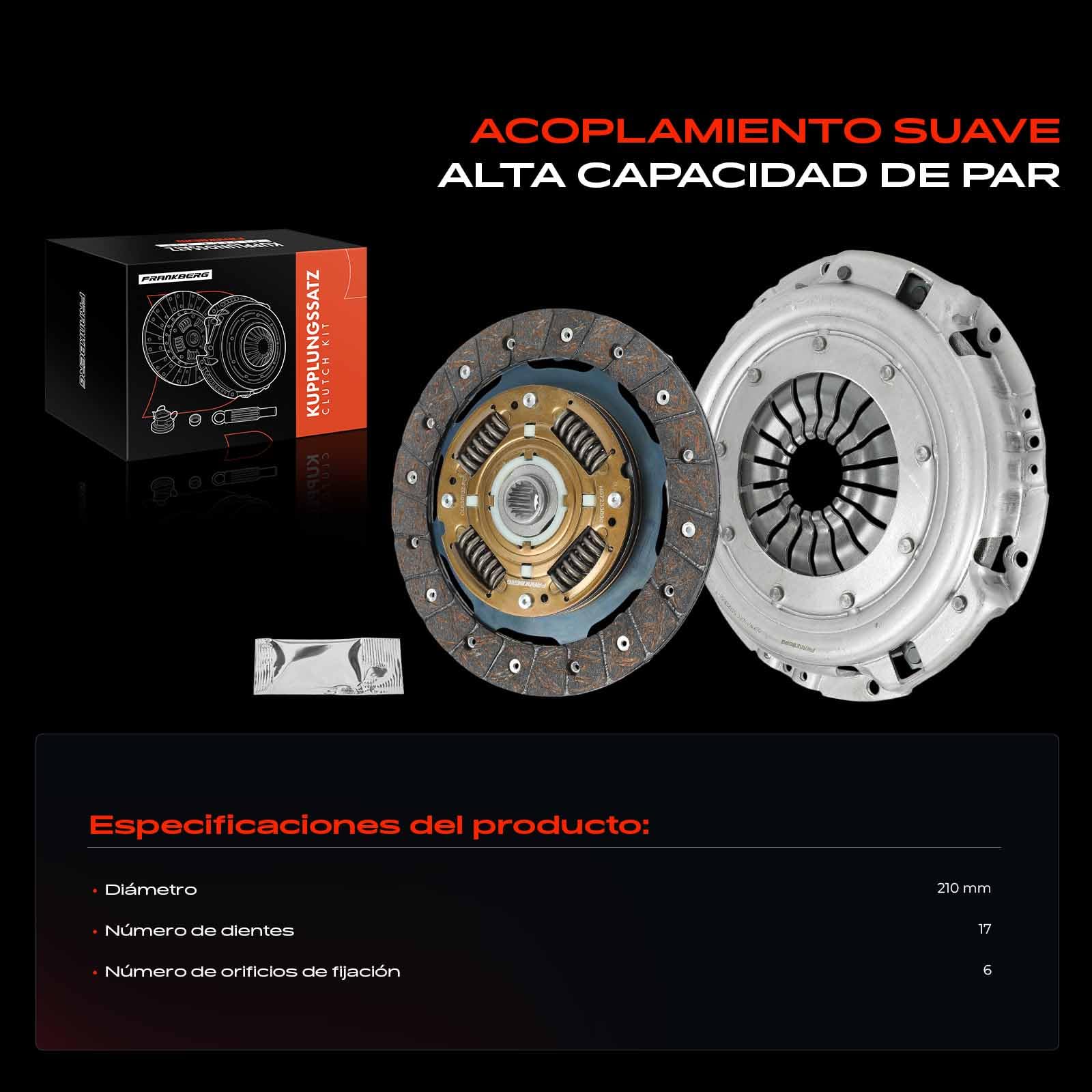 Frankberg Kit de embrague H1BG-7540-AA | Compatible con: Furgoneta Fiesta VII, Fiesta VII HF HJ