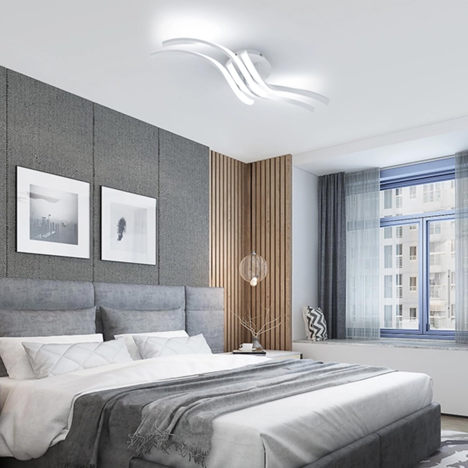 Comely Nowoczesny Plafon LED, 32W 3600LM 60cm Lampa Sufitowa, Biała Aluminiowa Oprawa Sufitowa Do Sypialni, Salonu, Korytarza, Zimna Biała Biel 6500K
