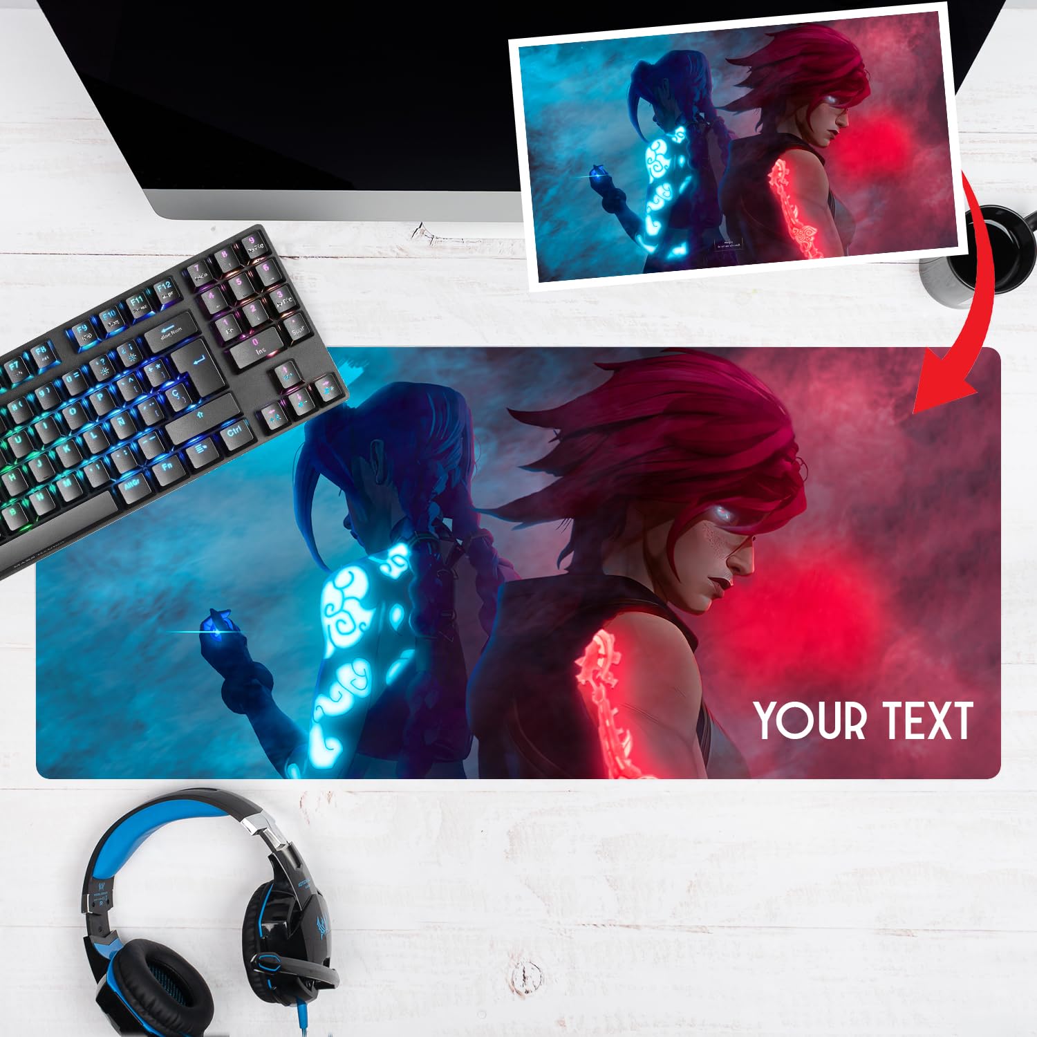 Wanapix | Alfombrilla Ratón Personalizada | Tapete Gaming Extra Grande | 90x40 cm | Base Antideslizante | Muy Flexible | Regalo Ideal Gamers y Streamers | 100% Personalizado
