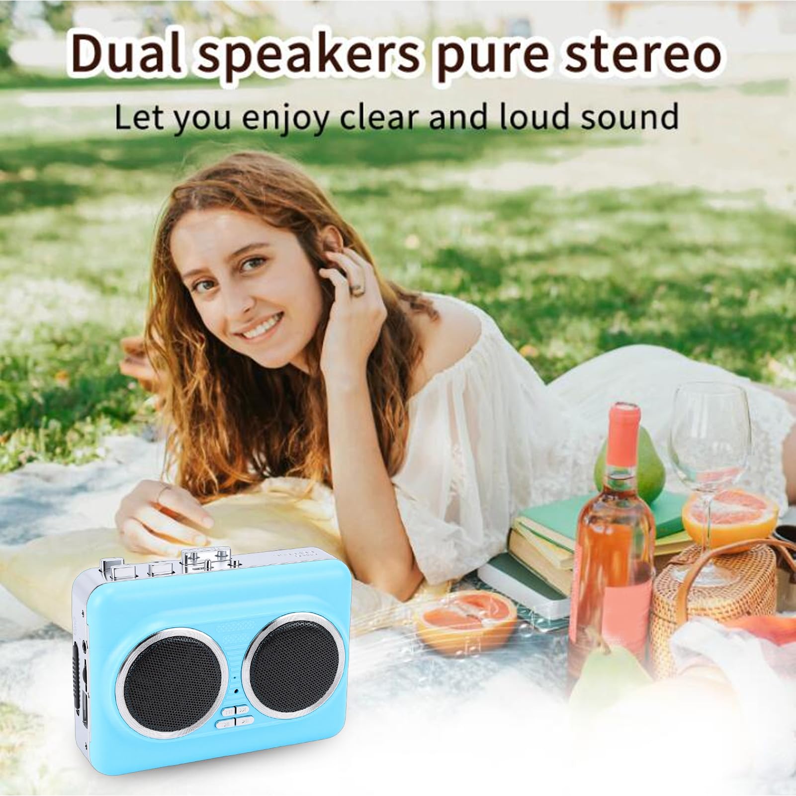Lettore di Cassette con Doppi Altoparlanti Portatile Facile Conversione MP3 per gli Amanti della Musica Uscita da 3,5 Mm Alimentata Tramite USB