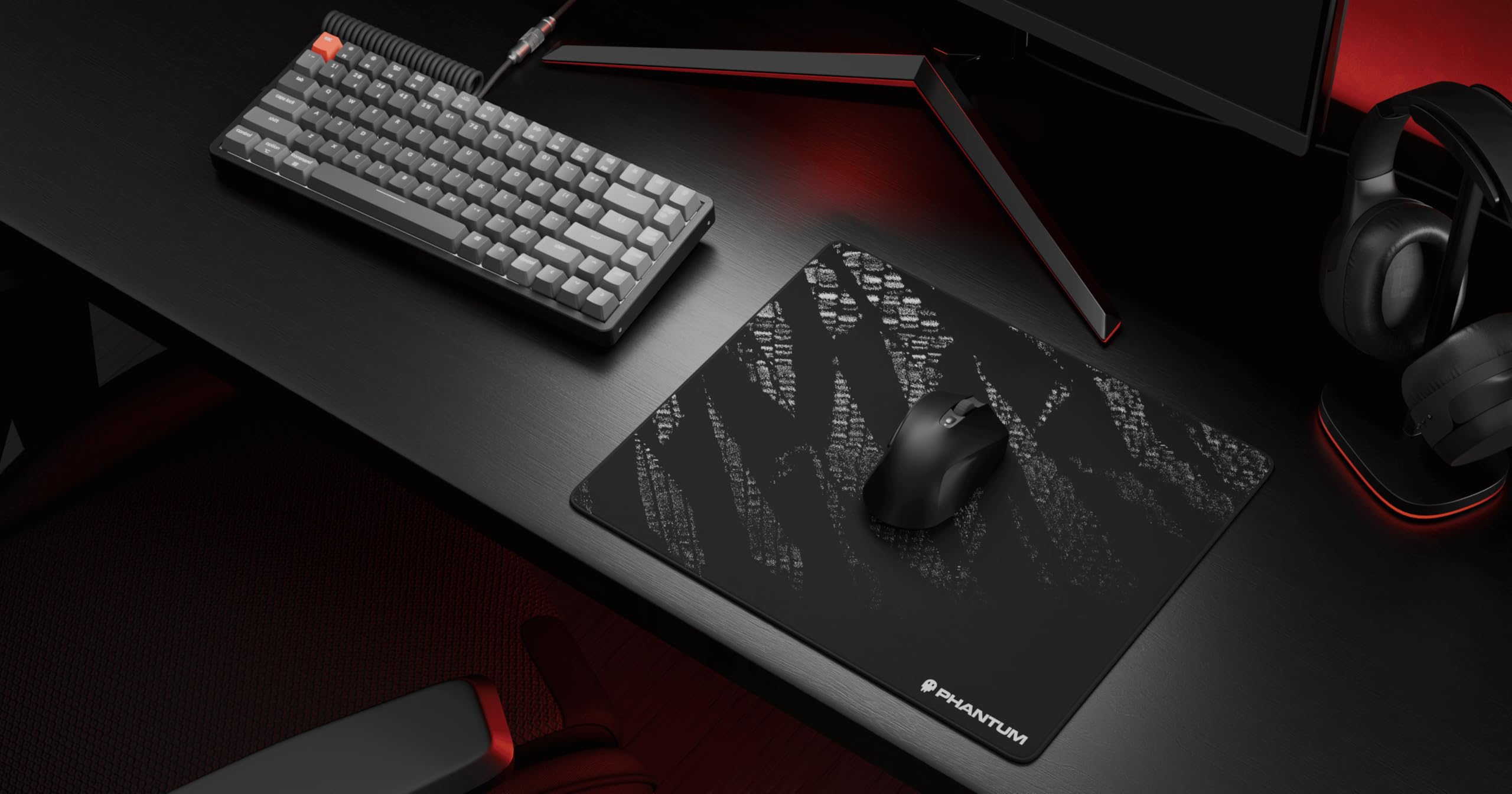 Phantum Quasar - Tapis de Souris Gaming 490x420 mm - Surface en Cloth Haute Performance - Base PORON Japonais Antidérapante - Glisse Rapide (Speed) & Contrôle Précis (Dark)