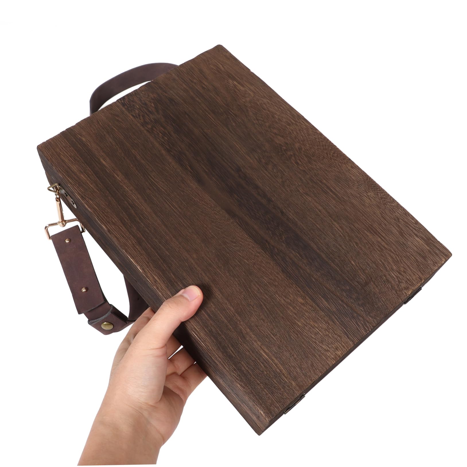 NOLITOY Holz Aufbewahrungsbox für Pinsel und Skizzen 33x23cm mit Tragegurt Tragbare Künstler Werkzeugkiste für Einfache Organisation im Arbeitsbereich und Outdoor Einsatz