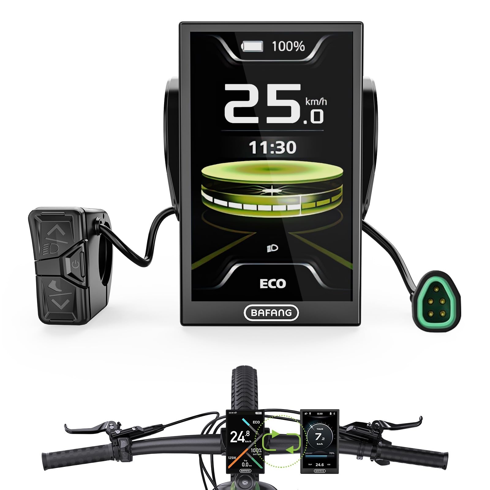 Pantalla BAFANG DPC010 : Compatible con motores centrales M200 M400 M500 M600 M620 y con las versiones más recientes de los kits de motor BBS01B, BBS02B y BBS-HD con protocolo CAN (conector triangular