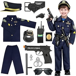 Police Officer Costume for kids, police Costume for Kids with Police Uniform, Halloween Costume for Kids, Dress up, Role Play Kit for Boys Girls
