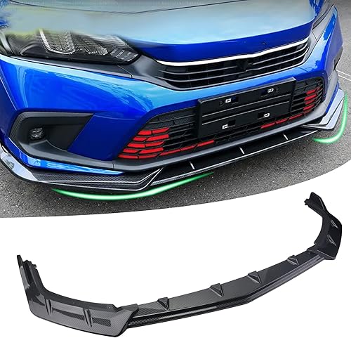 Miniatura 9 de 3 unidades de alerón de parachoques delantero 10 para Honda Civic 2016-2020 (negro de fibra de carbono)