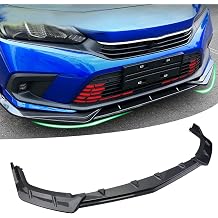 3PCS Carbon Fiber Black Front Bumper Lip Spoiler FIT 20212022 Honda Civic | Lower Bumper Body Kit | Durable ABS Material | Enhances Style & Protection