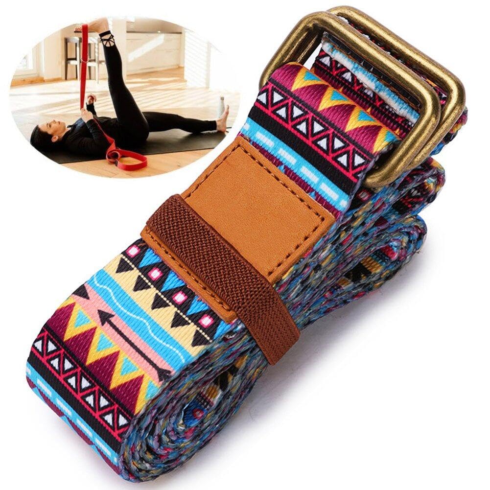 Yoga Strap Belt Adjustable Printed Stretching Strap Foot Leg Stretcher Band for Fitness Flexibility Trainer Exercise Holding Poses-image-24