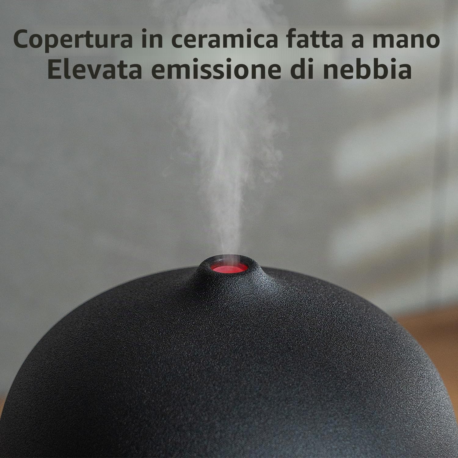 JESMAY Diffusore di aromi in ceramica per oli essenziali, 500 ml, umidificatore nero, striscia di luce ambientale a 7 colori, con timer, spegnimento automatico anidro