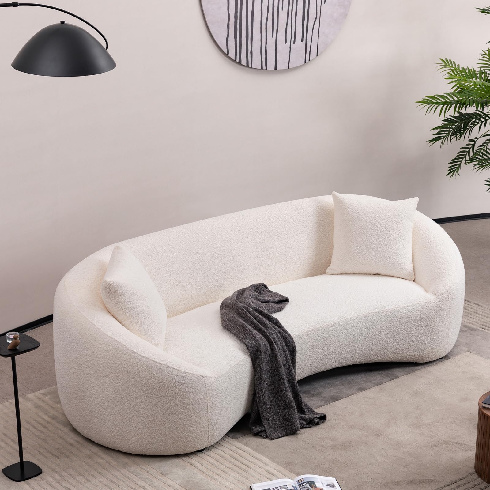 SSC SATISUNCASA 93” Modern Minimalist Curved Sofa Couch for Living Room, Unique Design, Chenille Cloud Couch with Soft Comfortable Upholstered for