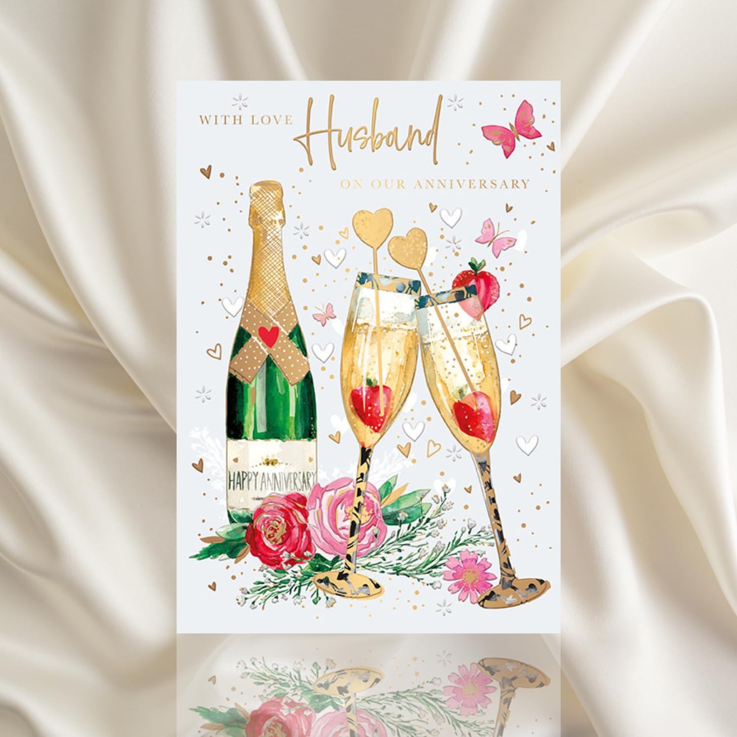 Biglietto d'auguri speciale fatto a mano per l'anniversario degli amici - speciale, su misura, fantastico, per i migliori amici - flûte da champagne, champagne, bevande per festeggiare - Italia