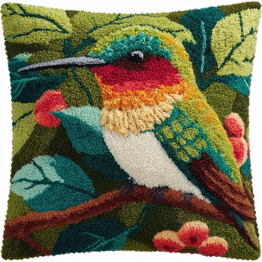 Henypt DIY Latch Hook Cushion Kits Bird
