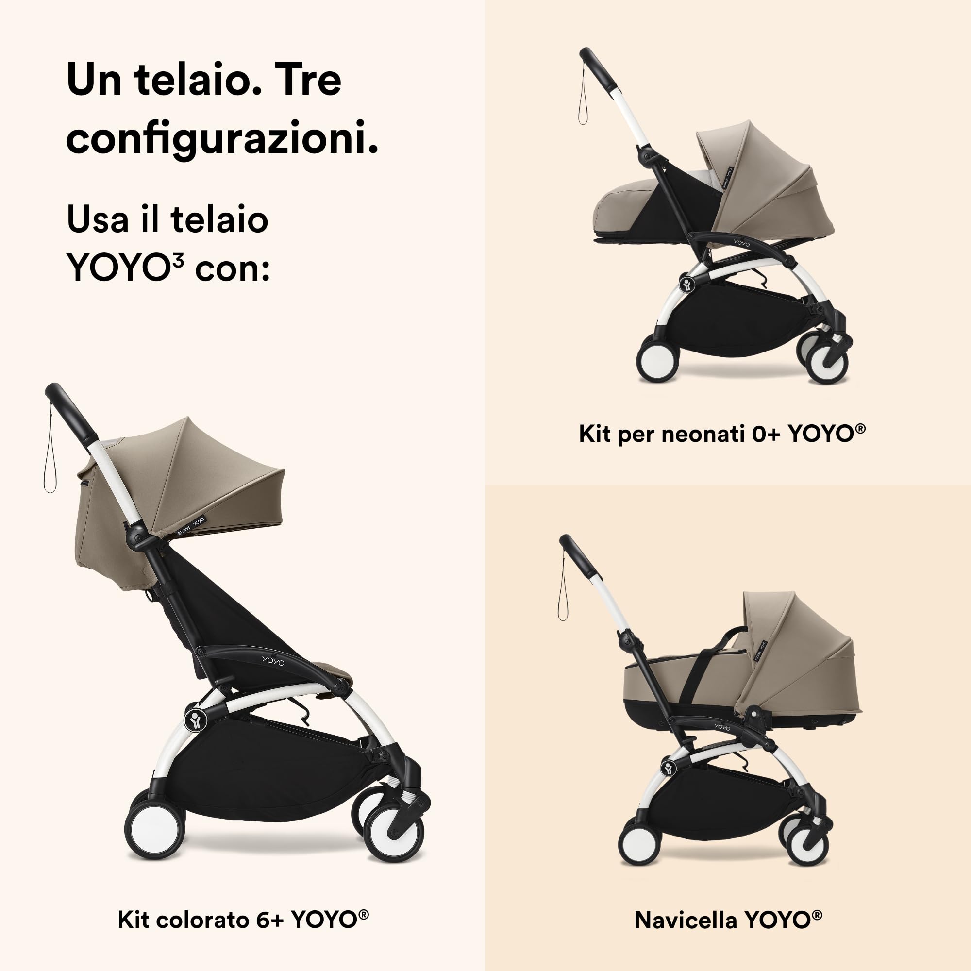 Stokke YOYO3 - Telaio per passeggino compatto, colore: Bianco