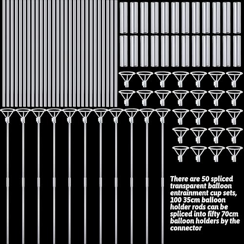 Miniatura 5 de 50 soportes transparentes para globos, palos largos y transparentes, soporte reutilizable con tazas para cumpleaños Bobo y suministros de fiesta de