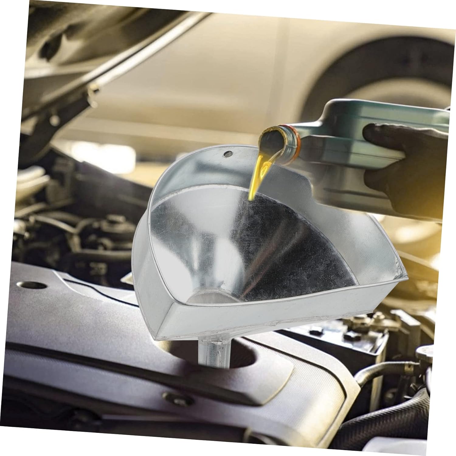 Safety Auto Funnel for Car Gas Oil Filling Funnel Filter Screen Sturdy Metal Design for Longevity
