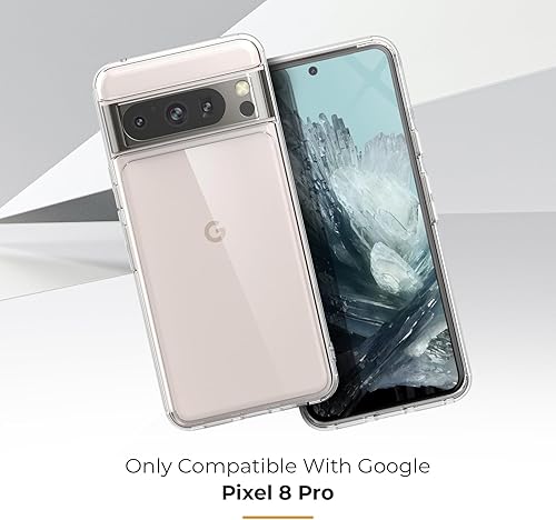 Miniatura 2 de MOTIVE Funda delgada transparente para Google Pixel 8 Pro, transparente, a prueba de polvo y nunca amarillea, funda para Pixel 8 Pro con biseles de