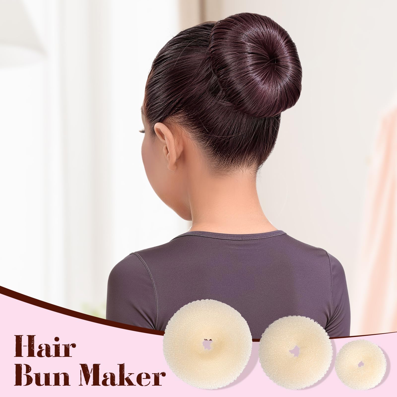 Komplettes Haarknotenformer-Set – inklusive Donut-Duttformer, starkem Haarwachsstift, Haarnadeln und Stylingkamm – einfacher DIY-Salon, perfekter Dutt für Kinder, Frauen, Hochzeit, Party, den