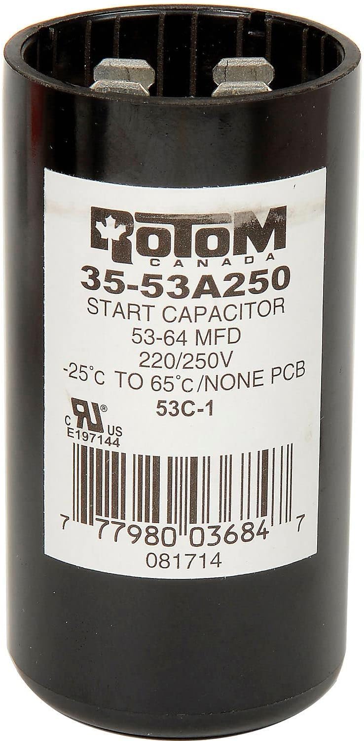 Motor Start Capacitor, 220/250 Volt, 53-64 MFD