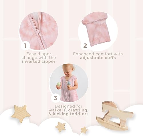 Miniatura 3 de Nyte Nyte Baby Saco de dormir de bambú beige con pies, saco de dormir para bebé de 12 a 18 meses, saco de dormir para niños pequeños para caminar
