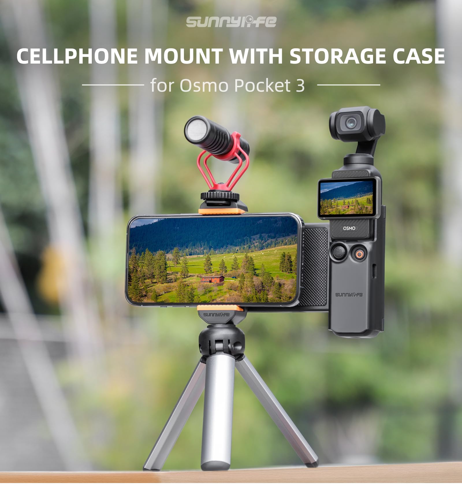 PALUMMA Soporte adaptador de expansión, para DJI Osmo Pocket 3, soporte adaptador de expansión con soporte para teléfono, filtros, tarjetas de memoria, funda organizadora (negro)