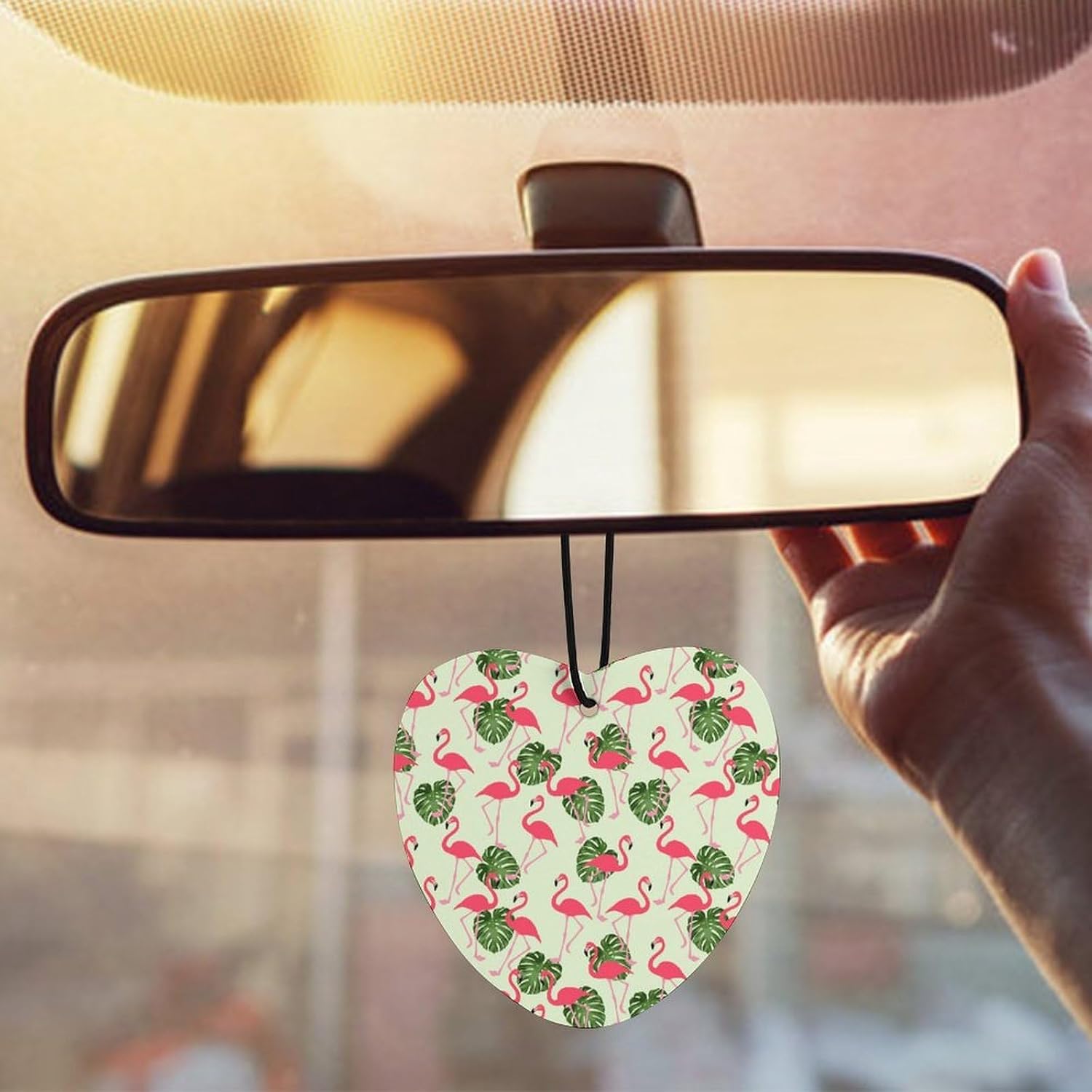 Flamingo Palm Leaves Car Air Freshener Hanging Car Scent Cards Decor Interior Accessories
