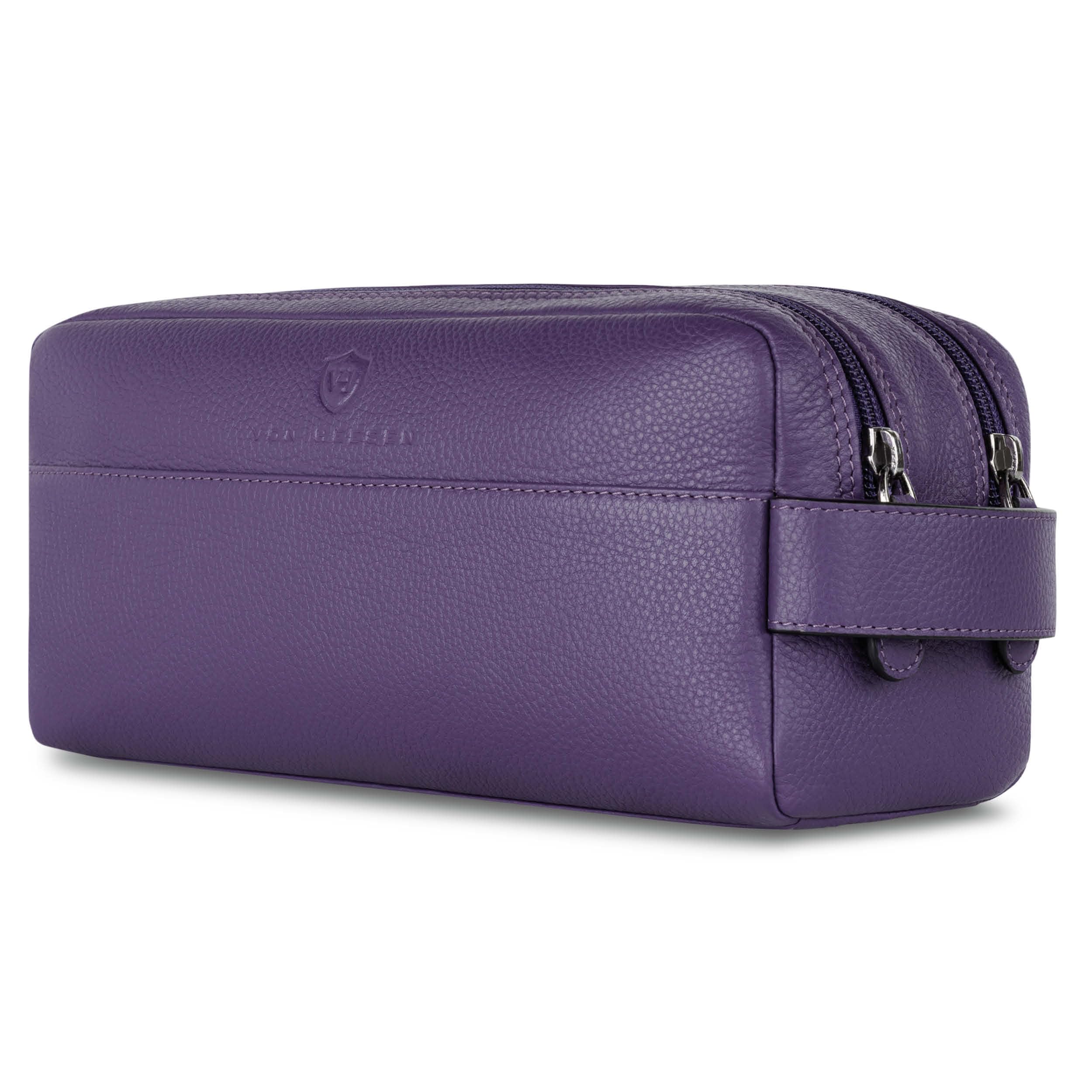 VON HEESEN Kulturbeutel Leder Kulturtasche für Herren & Damen - Echtleder Necessaire ideal zum Reisen - Waschtasche und Kosmetiktasche