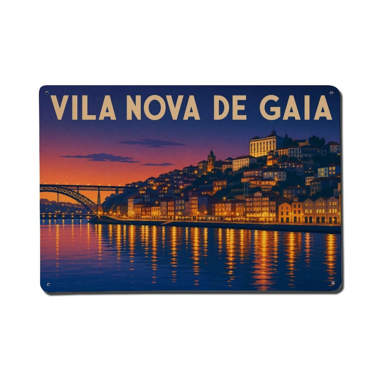 Huiyhb 8X12inch(20X30cm) Vintage Travel Gaia Waterfront Evening Lights Reflection Metal Tin Sign