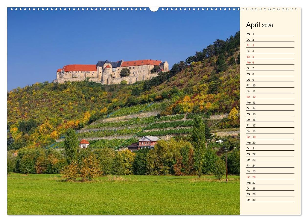 Saale-Unstrut - Region aus Wein und Stein (hochwertiger Premium Wandkalender 2026 DIN A2 quer), Kunstdruck in Hochglanz: Ein Bildkalender aus Deutschlands nördlichster Weinbauregion (CALVENDO Orte)