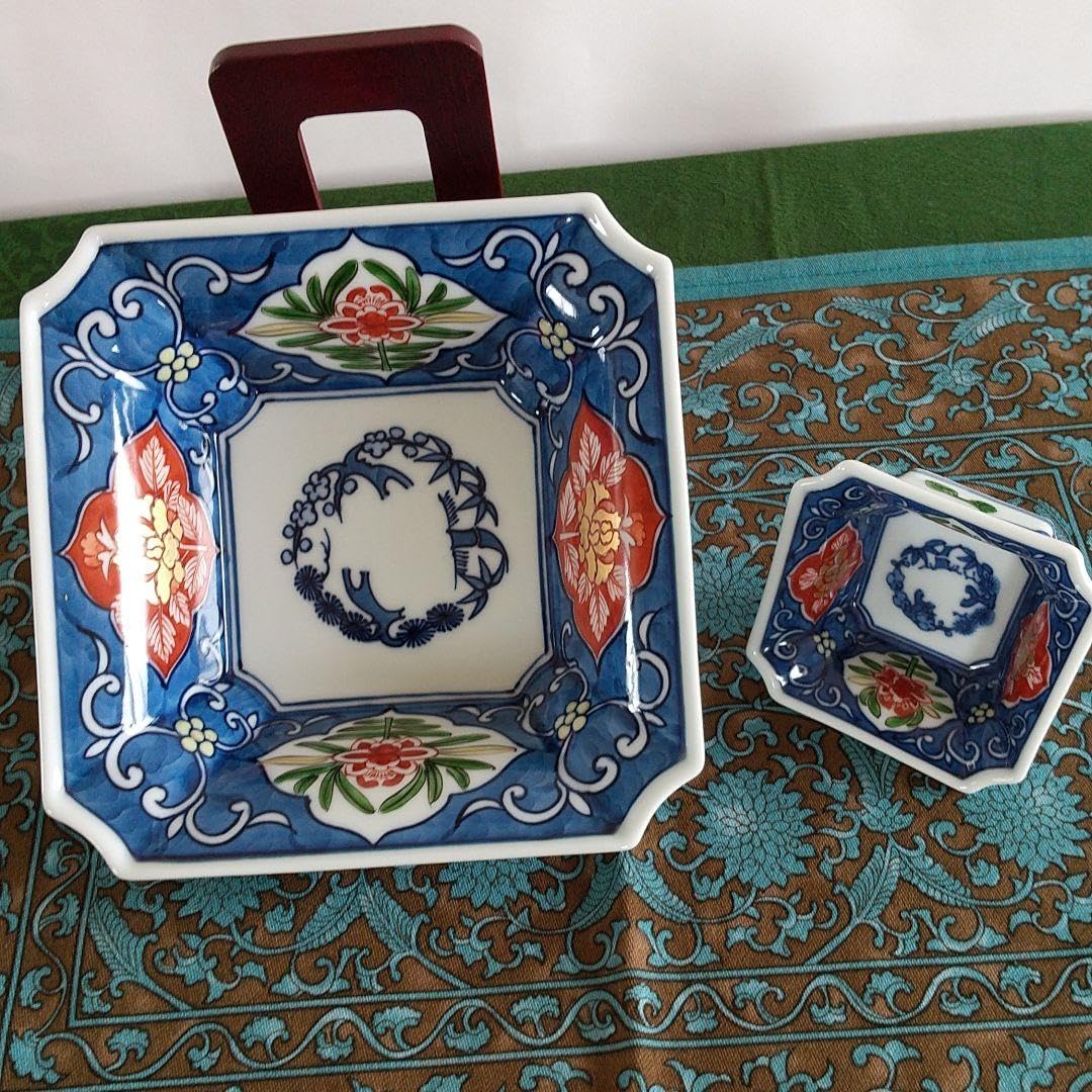 源右衛門古伊万里風唐草 角切型鉢 五個組 源右衛門⭐️古伊万里風