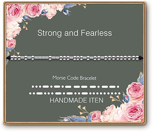 ASELFAD - Pulseras para mujer con código morse, cuentas de plata de ley en un cordón, regalo de joyería divertida para amistades, regalo para su