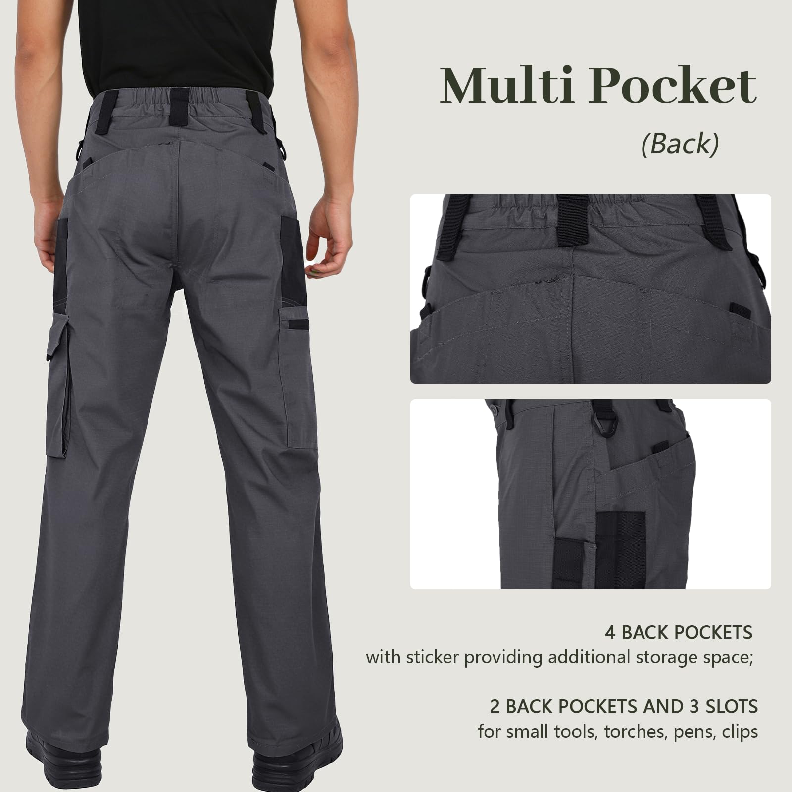 Pantalones de Trabajo de Hombre con Múltiples Bolsillos Pantalones Cargo Resistentes para Actividades al Aire Libre para Senderismo y Acampada
