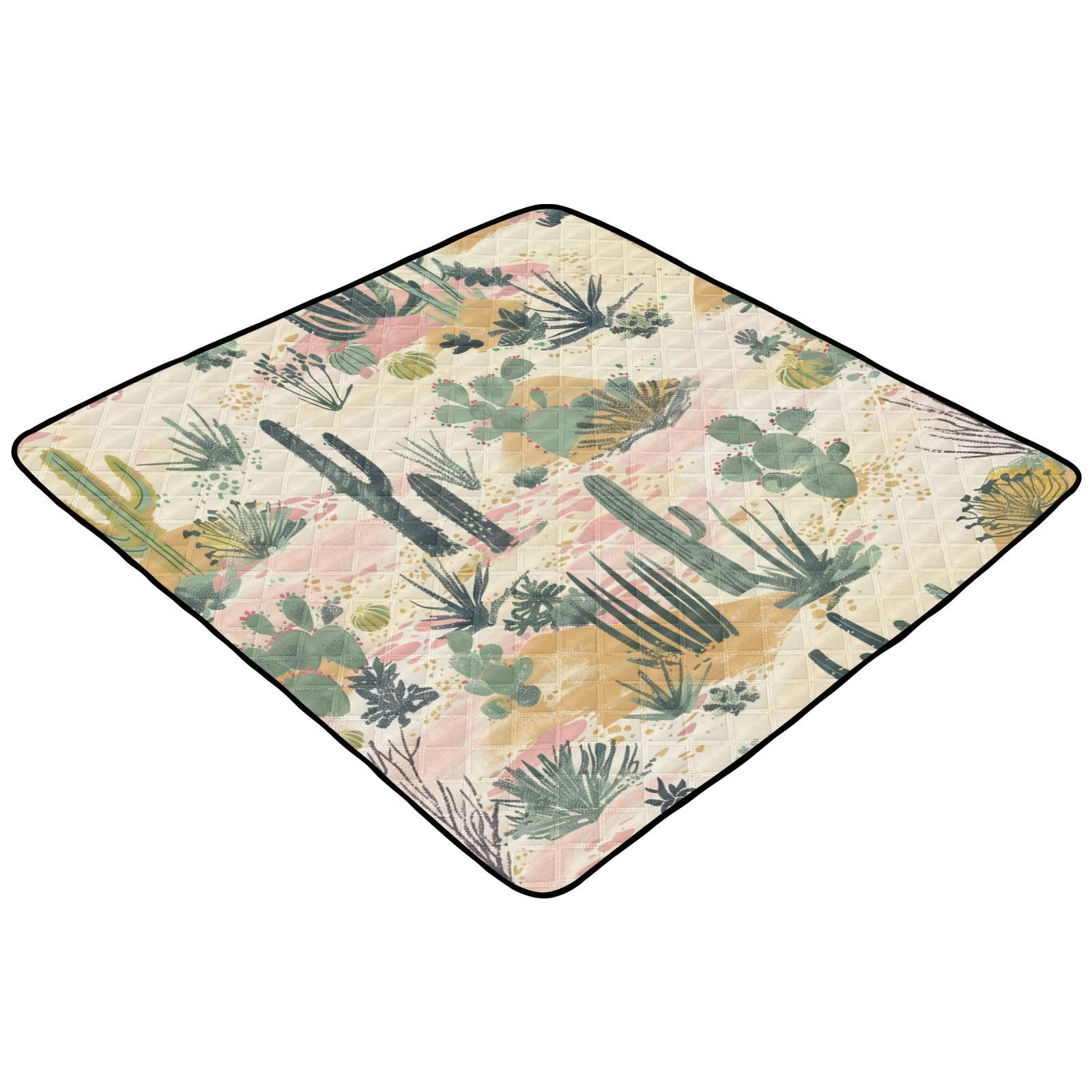 KICPOAY Baby Play Mat Tropical Cactus Desert Pink 50 x 50 Playpen Mat Baby Play Mats for Floor Play Gym Crawling Mat Non-Slip Cushioned Baby Playmat for Infants, Babies, Toddlers
