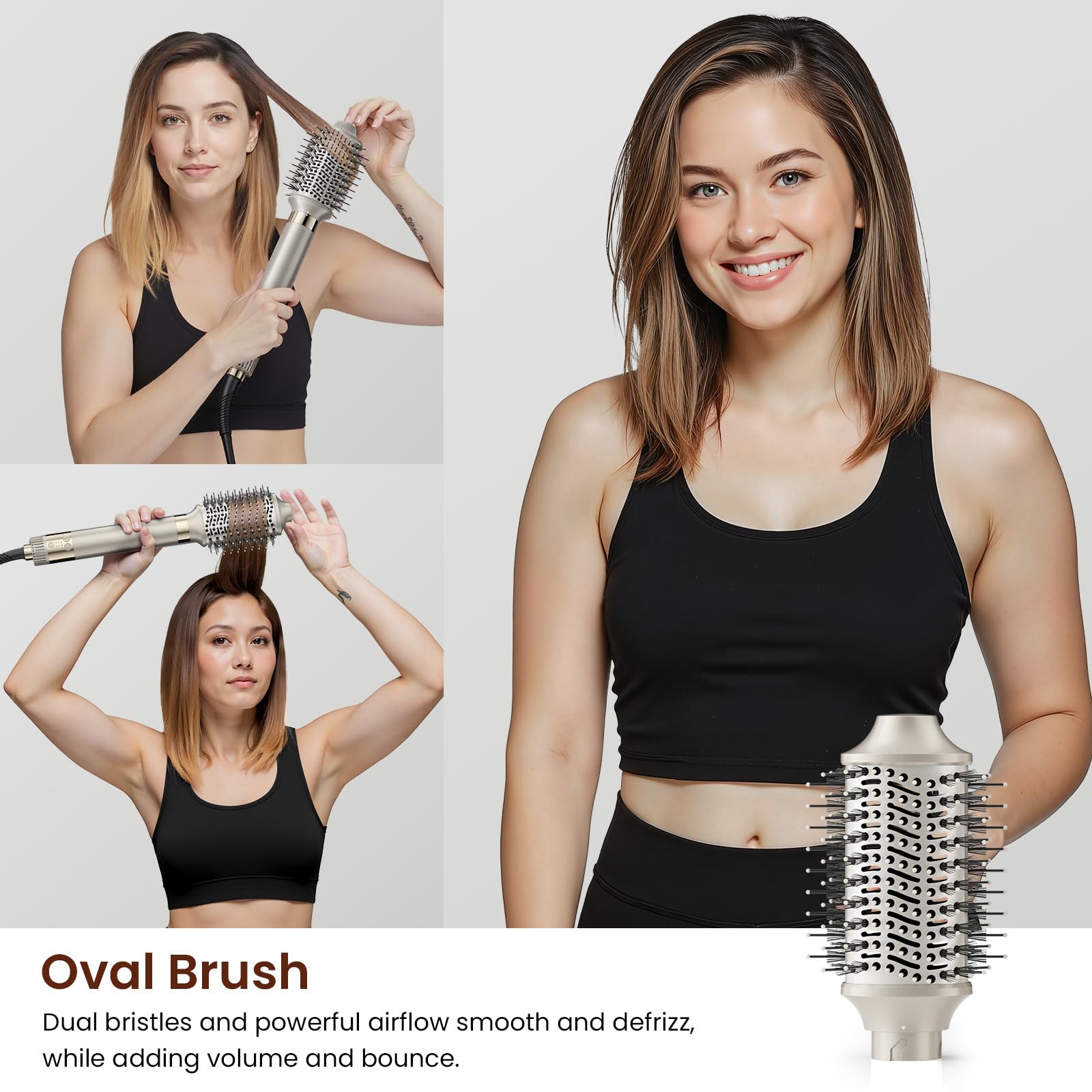 MESCOMB Air Styler 5 en 1, Sèche-Cheveux avec Brosse Soufflante Ovale | Boucleur Auto, Brosse Volumisante, Lissage, Boucles, Séchage Rapide, Anti-Frisottis, Trousse de Rangement pour accessoires
