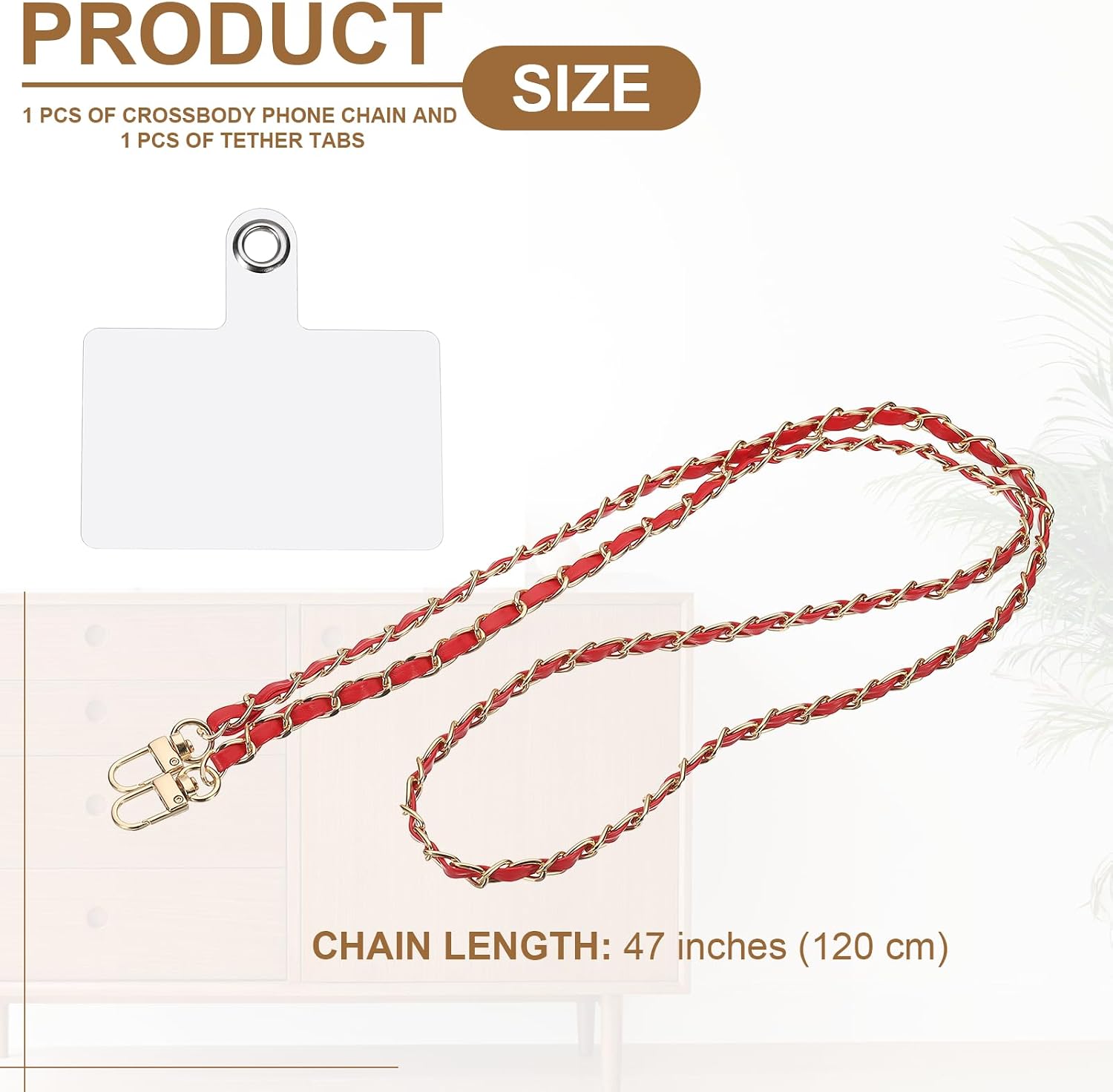 uxcell Phone Lanyard, Crossbody Cellphone Chain with Tether Tabs, Anti-Theft Metal Pearl Neck Strap for Smartphone image 2
