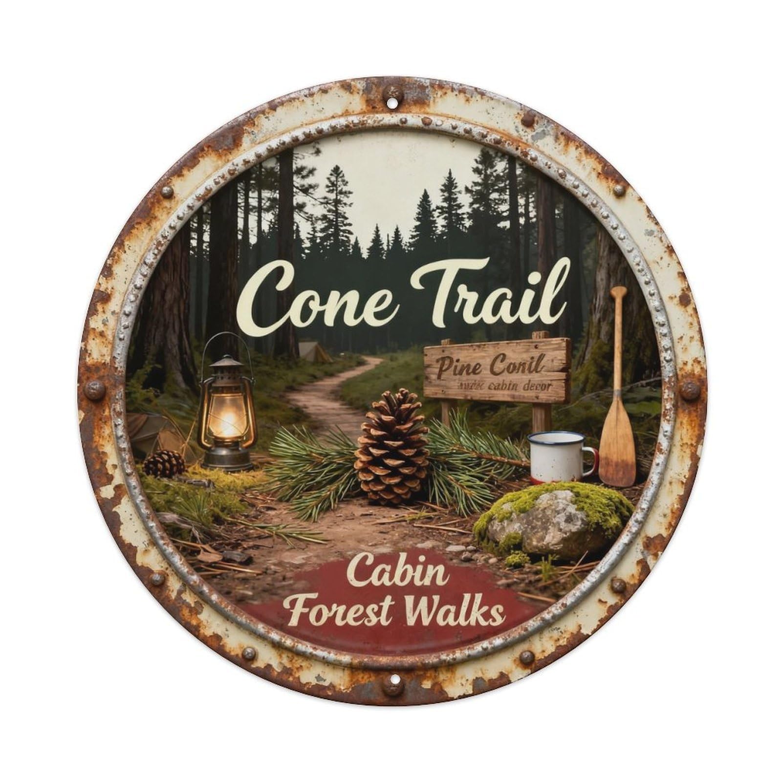 Pine Cone Trail Metal Tin Sign Plaque